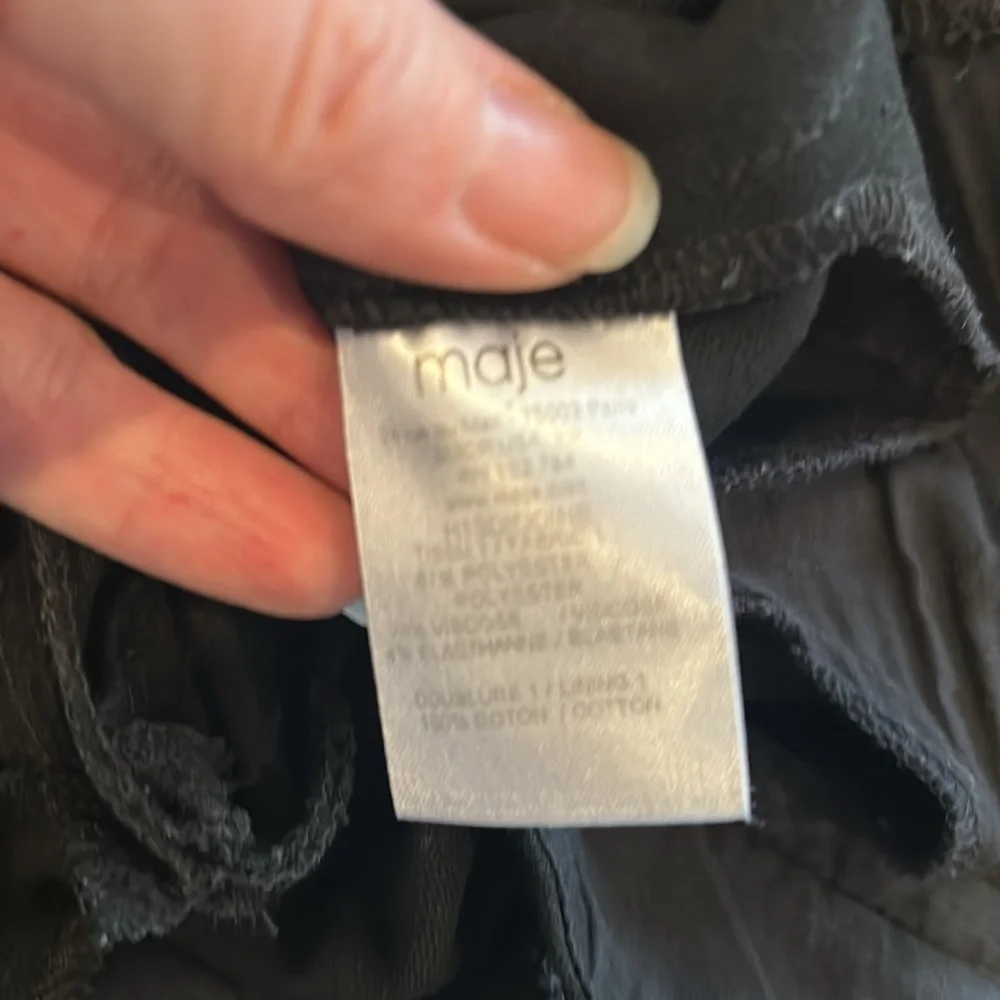 MAJE black zip fly pants slim pants 26 made in Bulgaria